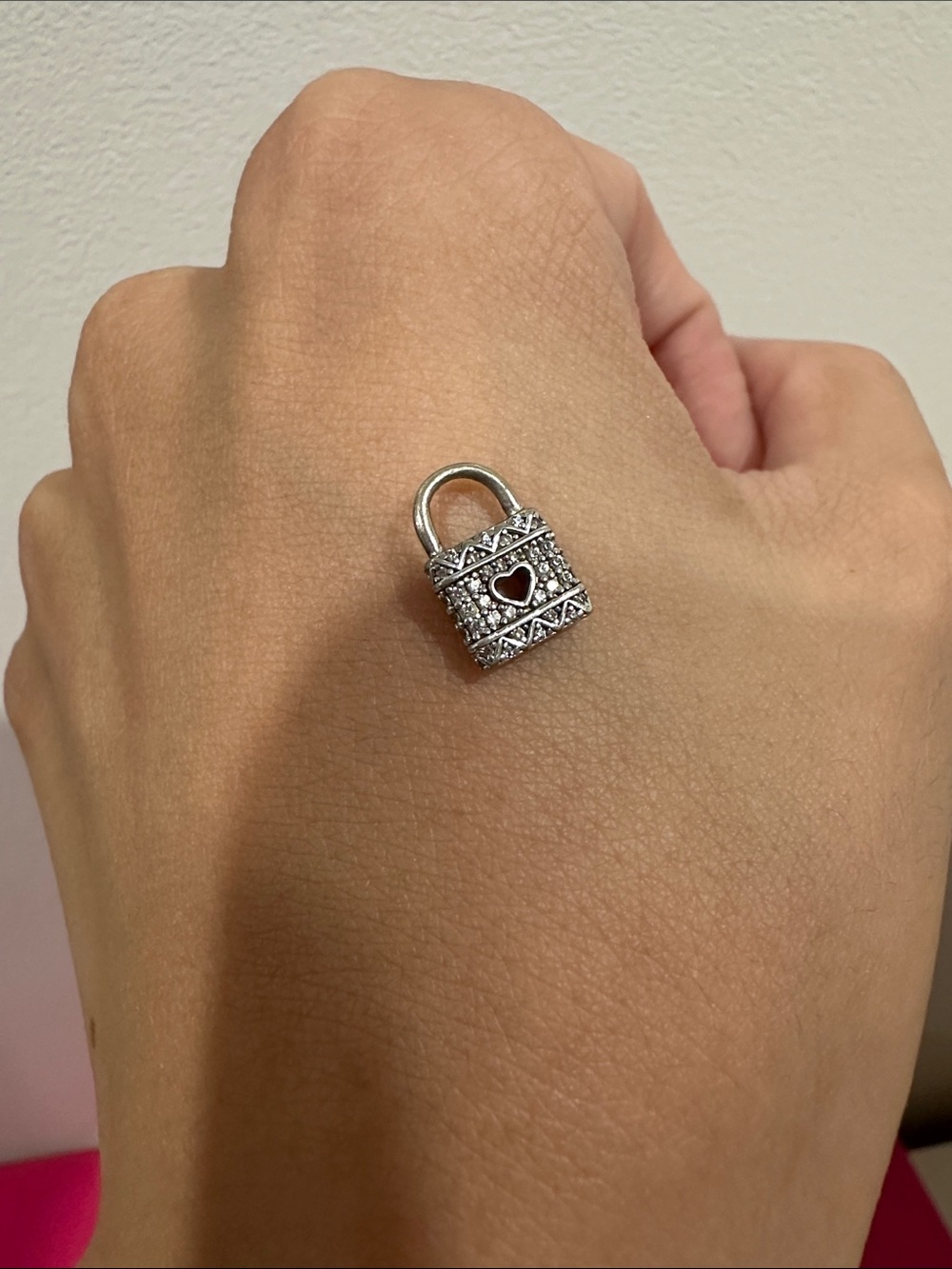 Silver Heart Padlock Charm Pendant- Women's Jewelry